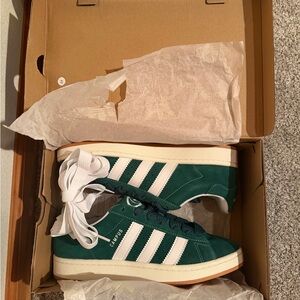 Adidas Green and White Sneakers